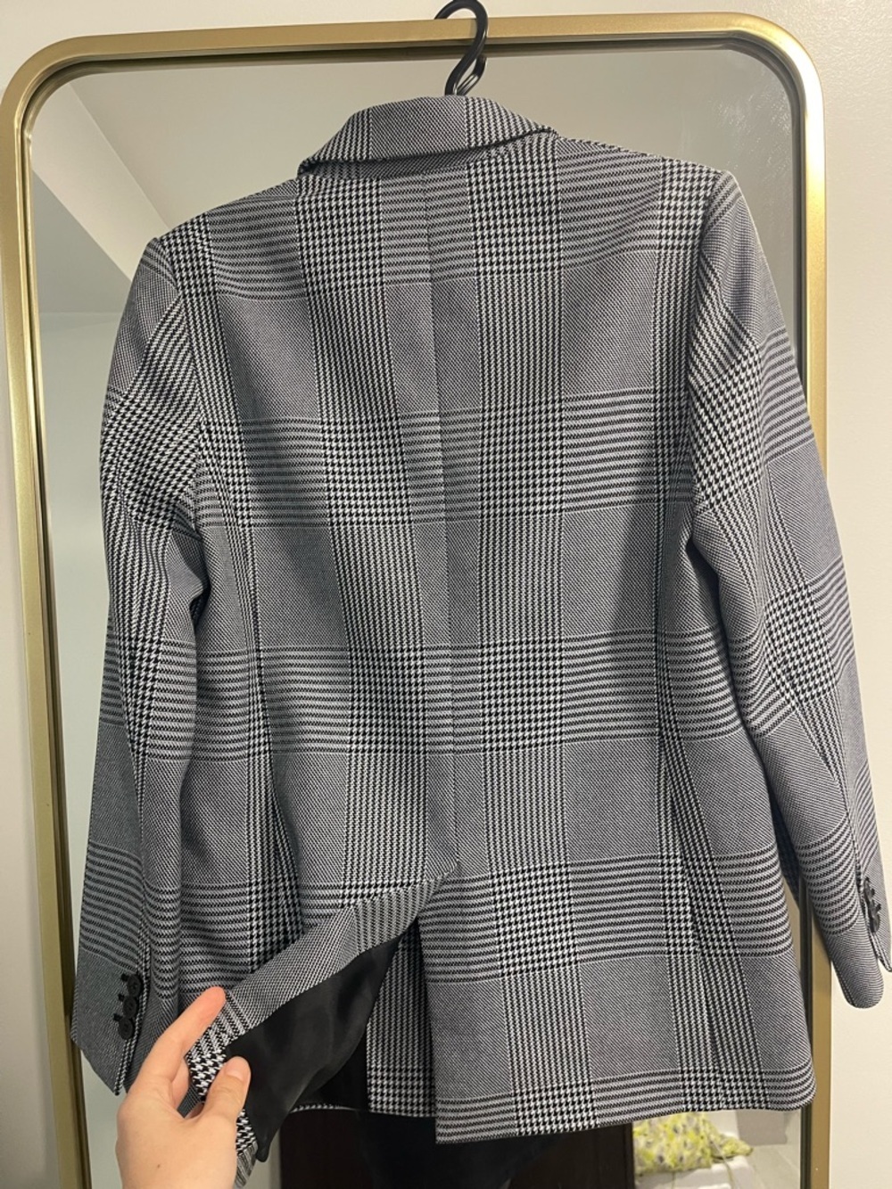 Maje Black White Plaid Blazer Tailored Single Button Structured Jacket 36 - Picture 8 of 9